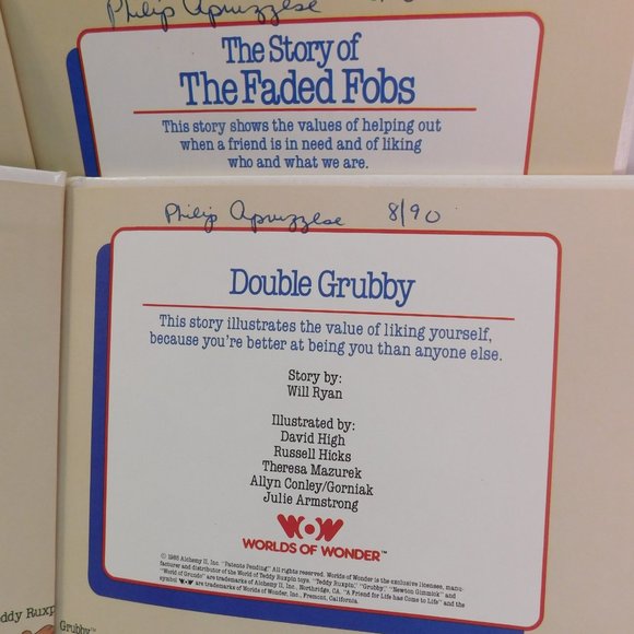 Vintage The World of Teddy Ruxpin Books Lot of 2 Double Grubby and Faded Fobs - Picture 4 of 5